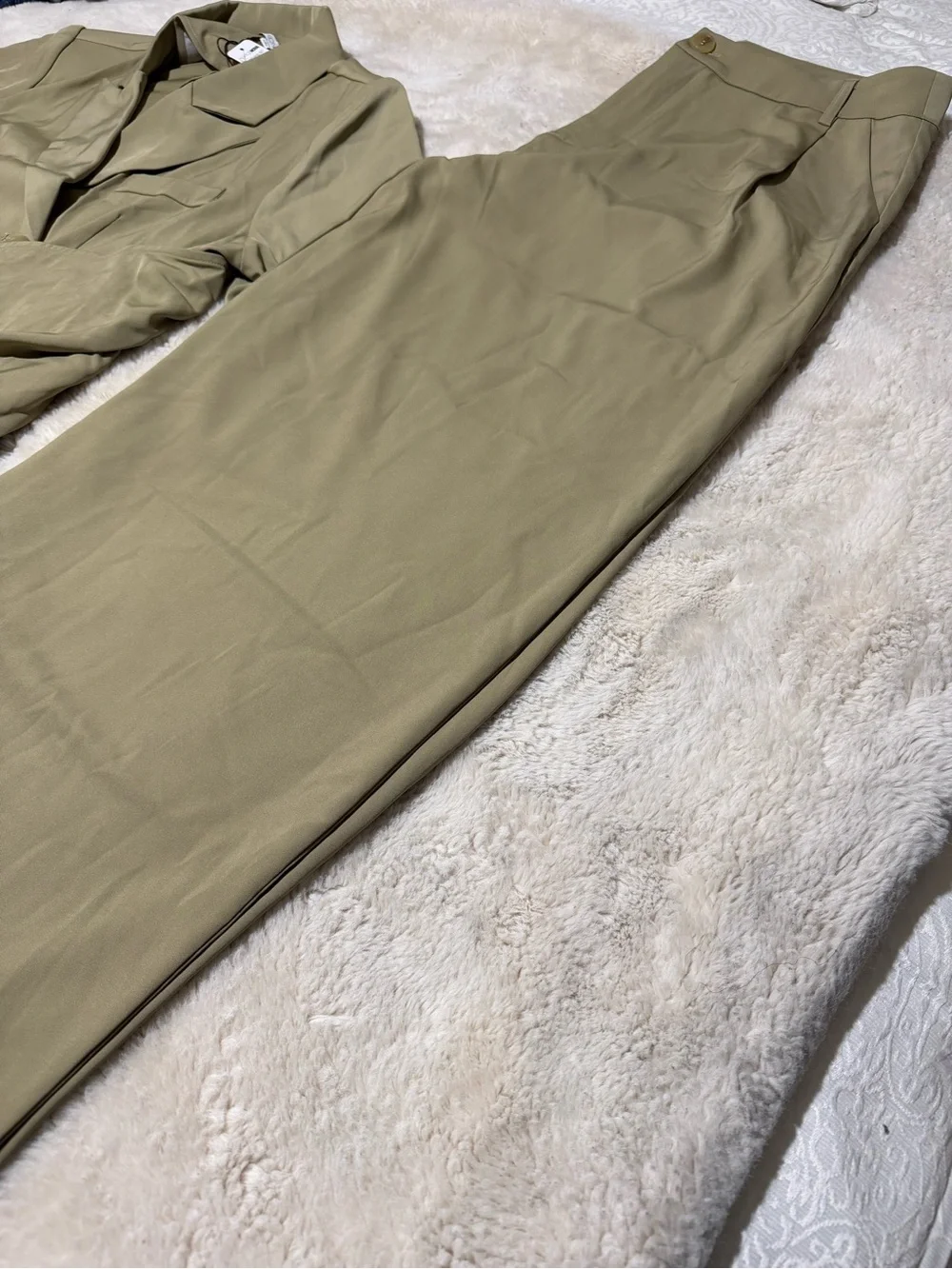 Fashion Nova Olive Green Two-Piece Blazer & Skirt Set